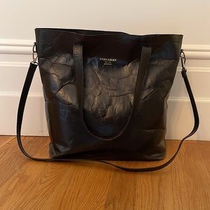 PERSAMAN 100% leather tote - black